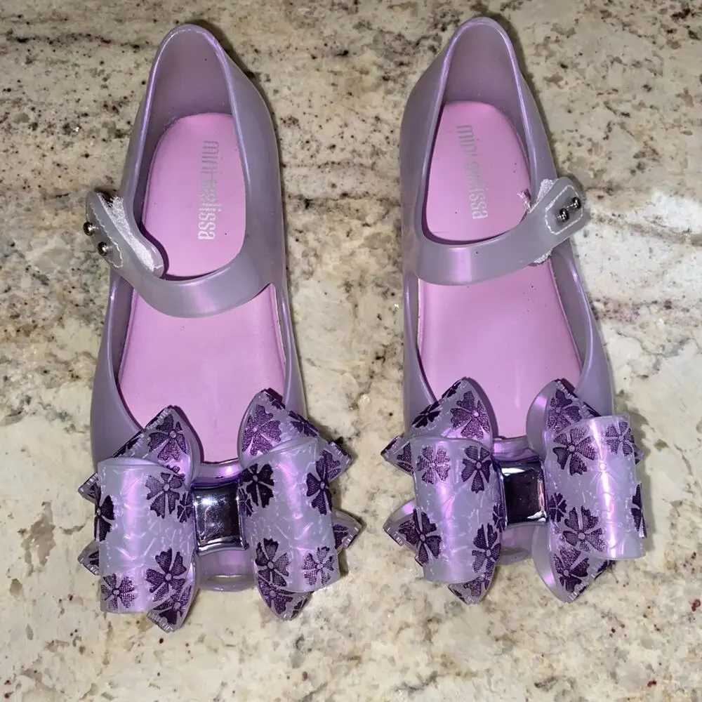 Mini Melissa $69 Glitter Lavender Ultragirl w Bow US 10 EU 27 EUC